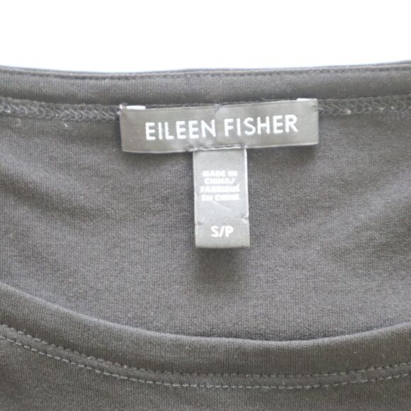 Eileen Fisher Size S Stretch Silk Jersey Bateau Neck Top Black - Picture 8 of 10
